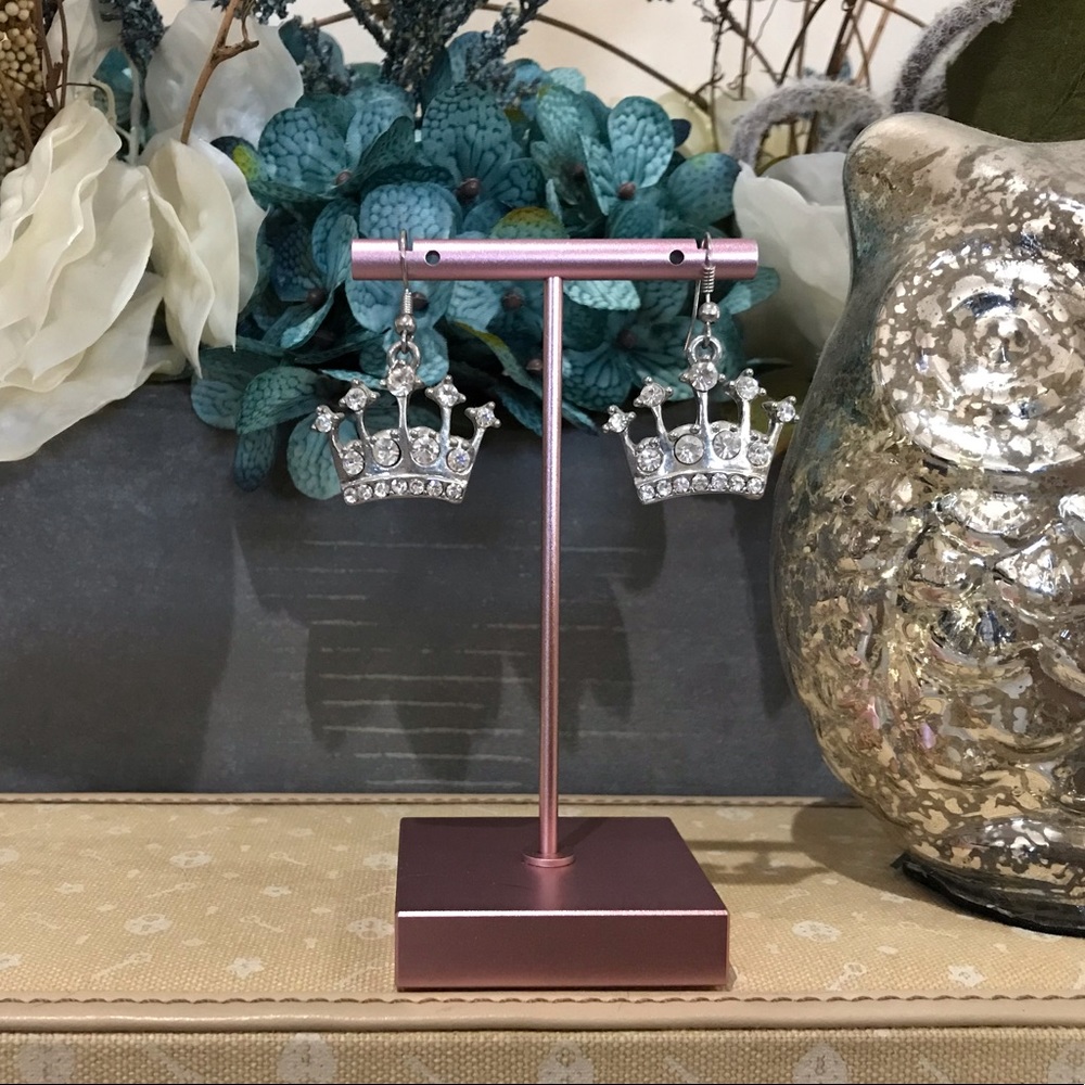 Silver Glitz Crown Earrings